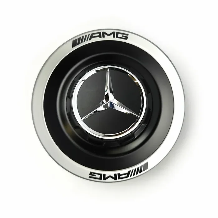 1x Mercedes AMG hub cap cover A0004005700 9283 matte black / silver, 99,00